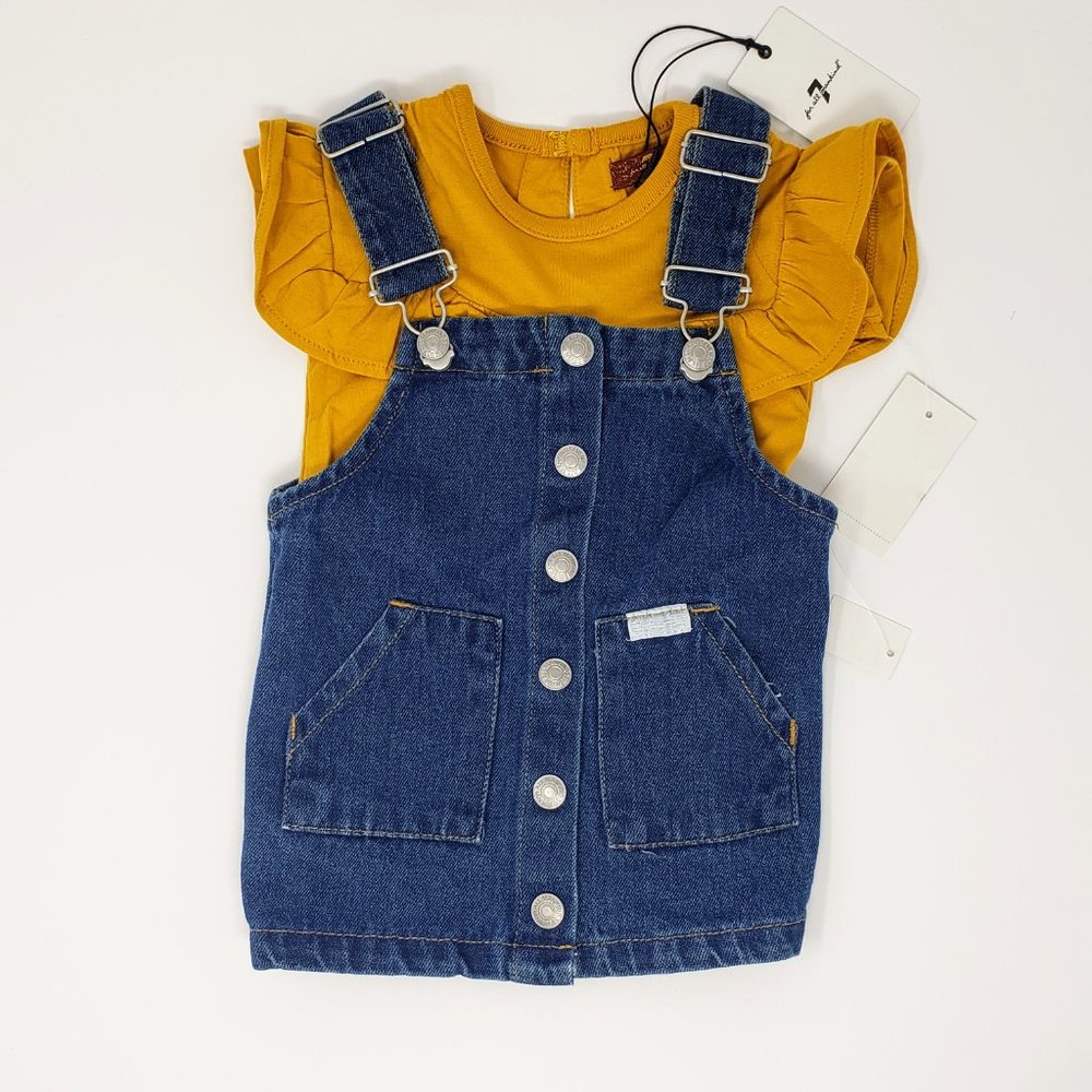 7FAM Outfit Ruffle Top with Denim Jumper
